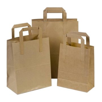 Brown Kraft Tape Handled Carriers - Small