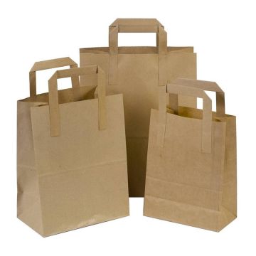 Brown Kraft Tape Handled Carriers - Medium