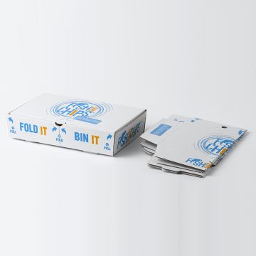 Fold IT Bin IT Corrugated Fish & Chip Boxes - Hook & Fish Design - Small