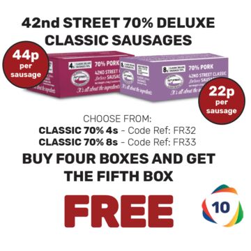 42nd Street 70% Deluxe Classic Sausages - Special Offer