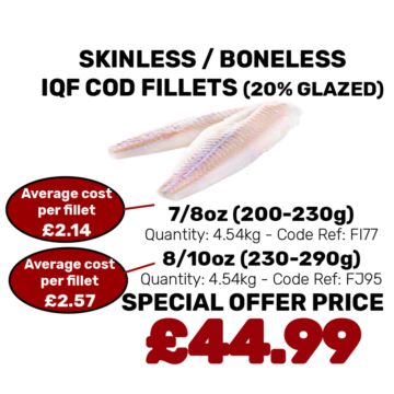 Skinless / Boneless IQF Cod Fillets - Special Offer