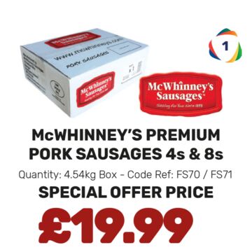McWhinney's Premium Pork Sausages 4s & 8s - Special Offer