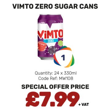 Vimto Zero Sugar Cans - Special Offer