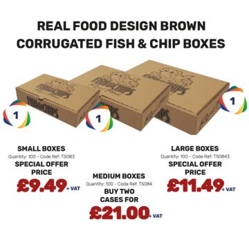 Real Food Design Brown Corrugated Fish and Chip Boxes - Special Offer